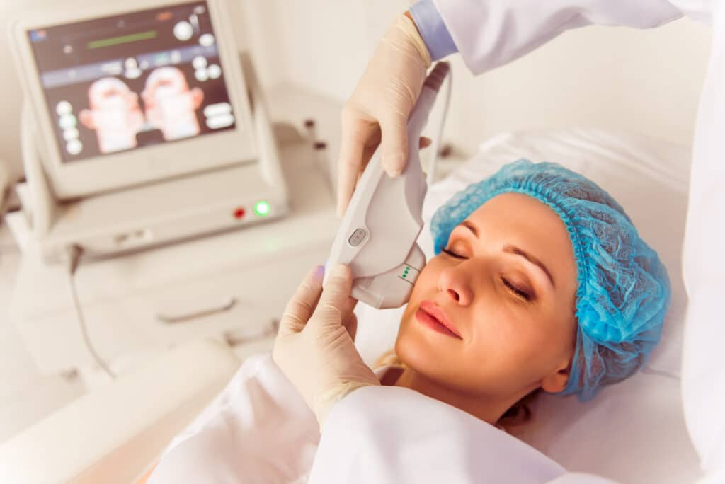 Woman at medical examination Merz Ultherapy Prime